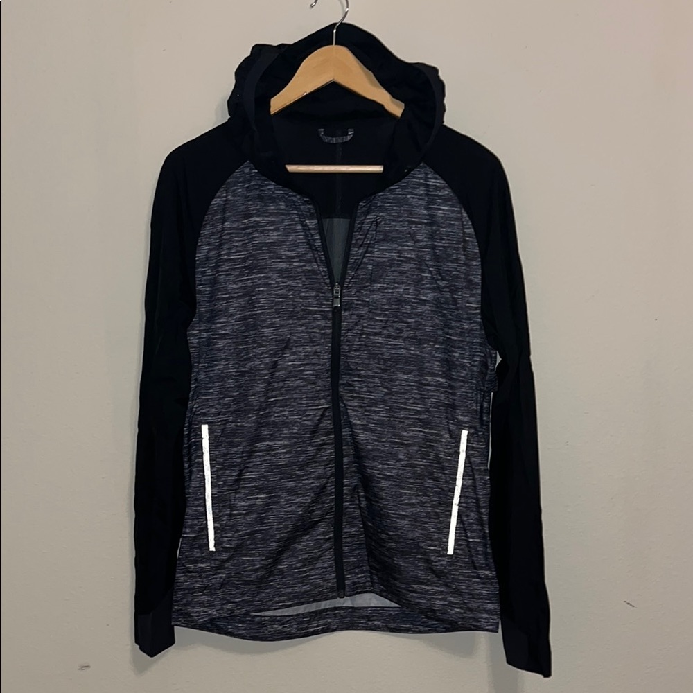 Lululemon Men’s Windbreaker Navy and Gray Zip-Up Hoodie